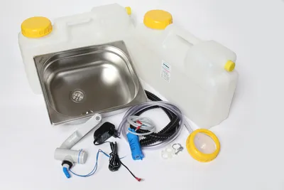 Produktbild von 230V Miniküche Campingküche Küchenblock Bausatz Spüle 325x265x100mm Barwig Grau