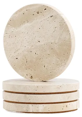 Immagine prodotto di Omgoods - Set di 4 sottobicchieri rotondi in marmo