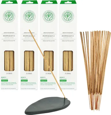 Produktbild von Räucherstäbchen Aromatherapie Pfefferminze 100 Stäbchen inkl. Räucherstäbchenhalter aus Speckstein