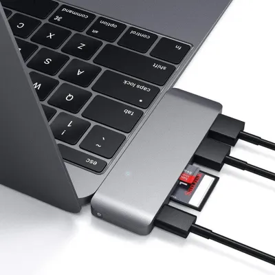 Produktbild von Satechi ST-TCUP, Grau, MicroSD (TransFlash), SD, USB 3.2 Gen 1 (3.1 Gen 1) Type-C, Aluminium, 84 mm, 27 mm