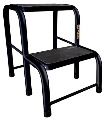 Image de Drabest | Tabouret-marchepied en acier - 2 marches, tabouret d'atelier - avec plateforme antidérapante 20 x 30 cm, charge maximale 150 kg, 37 x 46 x 50 cm