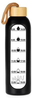 Image de Bouteille d'eau en verre avec manchon en silicone noir, 600 ml
