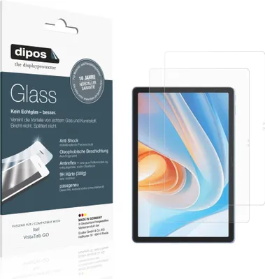 Produktbild von 2x Schutzfolie für Itel VistaTab GO matt - Anti-Shock 9H Folie dipos Glass Kunststoffglas