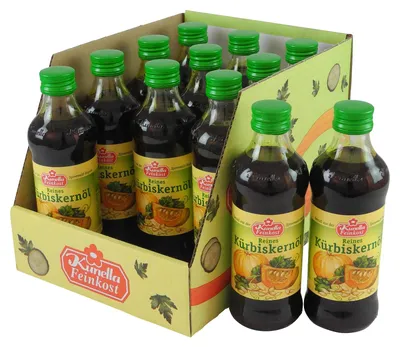 Produktbild von Reines Kürbiskernöl von Kunella Feinkost - 12er Pack (12 Flaschen à 250 ml)