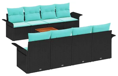Produktbild von vidaXL Gartensofa-set 9 stk. 8-Sitzanzahl Schwarz und Türkis