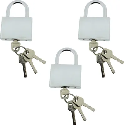 Produktbild von 3 x Sicherheits Vorhängeschloss 75 mm aus Stahl inkl. 12 Schlüsseln verschiedenschließend