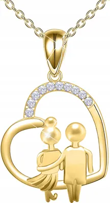 Immagine prodotto di Collana con cuore d'oro e zirconi, cuore d'amore per coppie, ARGENTO 925