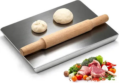 Obrázok produktu pre Krájacia doska 40 x 30 cm, nehrdzavejúca oceľ, odolná voči poškriabaniu, do kuchyne