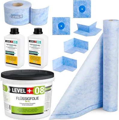 Produktbild von Hydroizolačná súprava Tekutá fólia 12 kg Tesniaca páska 10mb Základný náter 2L Rohož 2mb Level+ SET42
