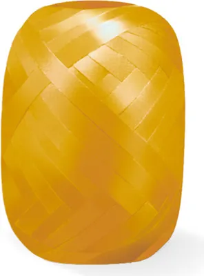A spool of yellow curling ribbon.