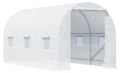Image de Serre en polyéthylène, porte à enroulement, 4,5 x 2 x 2 m, blanche