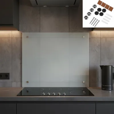 Produktbild von Mucola Küchenrückwand Spritzschutz Fliesenspiegel Küche Wandschutz Glas 6mm ESG - Weiß 90x60CM