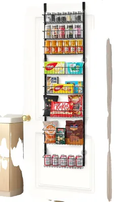 Obrázek produktu pro VEVOR Vorganizér do spíže Úložný prostor nade dveřmi, 8stupňové ocelové závěsné regály na koření, černá barva