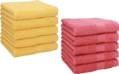 Produktbild von Betz 10 Stück Seiftücher 30x30 cm PREMIUM 100% Baumwolle  Farbe: honiggelb und himbeere