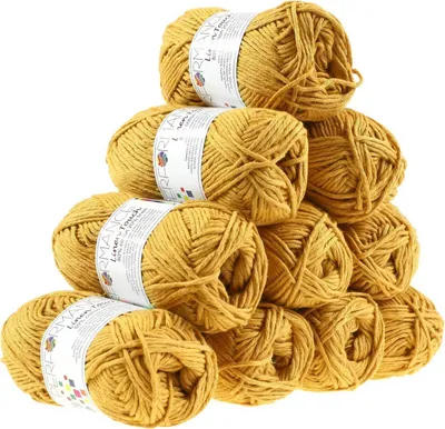500g Strickgarn Linen Touch Baumwolle Leinen Häkelgarn Wolle gelb