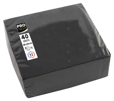 Immagine prodotto di Tovaglioli PROnappe neri a 2 strati 19,0 x 19,0 cm 40 pz.