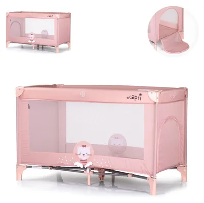 Immagine prodotto di Chipolino lettino da viaggio Capri, ingresso laterale, navicella, grande tasca laterale rosa Daisy
