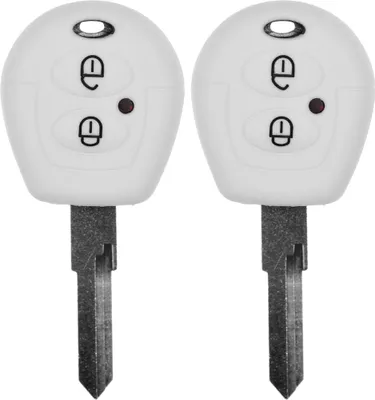 Produktbild von 2x Auto Schlüssel Silikon Schutz Hülle  Weiß kompatibel mit VW SEAT Skoda T4 Fox Sharan Polo Cordoba 2 Tasten Funk Fernbedienung