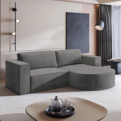 Produktbild von Masseno Ecksofa SORELA M R-S mit Schlaffunktion L-Form, Sofa mit Bettkasten, Wohnzimmersofa, Couch, Soffa, Bettsofa, Couchgarnitur- Grau, MONOLITH 85