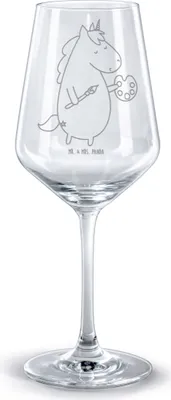 Produktbild von Mr. & Mrs. Panda weinglas graviert Einhorn Künstler - Transparent - Geschenk, Kelch, Malen, Pinsel, Welt, glas für rotwein, Rotweinglas mit Gravur, Einhörner, Unicorn