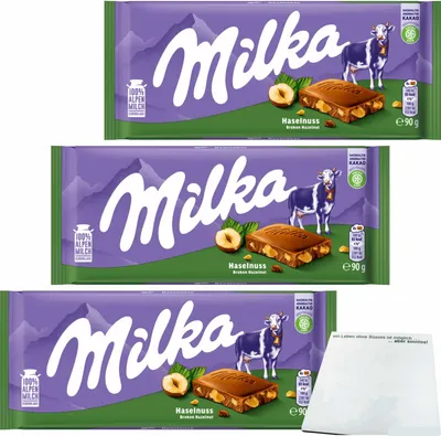 Produktbild von Milka Haselnuss 3er Pack (3x90g Tafel) + usy Block