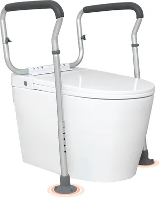 Image de VEVOR Rehausseur de toilettes Rehausse de siège de toilettes Accoudoir 45-55 cm / 67-77 cm Réglable, capacité de charge 136 kg Robuste Rehausseur de toilettes Poignées de toilettes Rehausseur de siège de toilettes Poignée de maintien WC