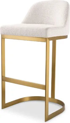 Produktbild von Casa Padrino Luxus Barstuhl Cremeweiß / Messing 51,5 x 47 x H. 91 cm - Gepolsterter Edelstahl Barhocker - Bar Möbel - Luxus Möbel - Luxus Qualität