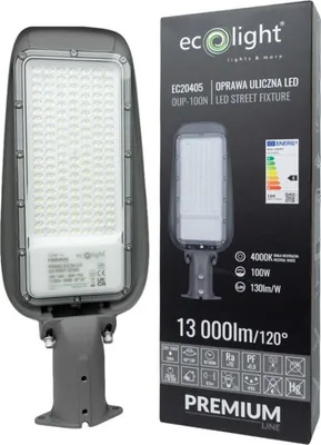 Zdjęcie produktu dla Lampa uliczna latarnia 100W 4000K 130lm/W IP65 Ecolight EC20405