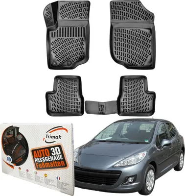 Produktbild von Trimak Autofußmatten kompatibel mit PEUGEOT 207 (2006 - 2015) Auto Allwetter Gummimatten