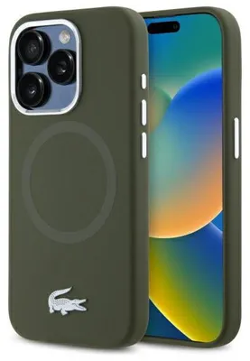 Zdjęcie produktu dla Etui Lacoste Croco Logo Silicone do iPhone 15 Pro zielony