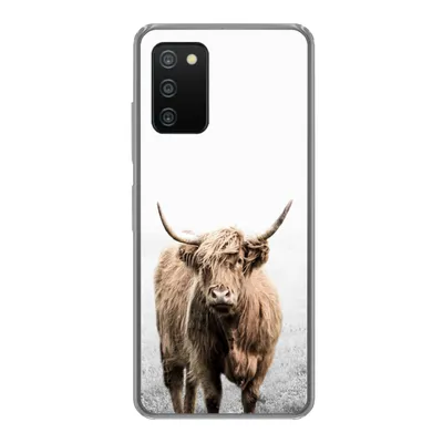 Produktbild von MuchoWow® Handyhülle Schutzhülle Hülle für Samsung Galaxy A03s Schottischer Highlander - Vlies - Kuh Silikon Softcase Handy Hülle - Schutz