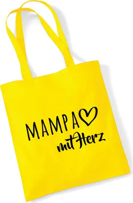 Produktbild von Huuraa Jutebeutel MAMPA mit Herz 10 Liter Yellow Baumwolle Tasche Geschenkidee