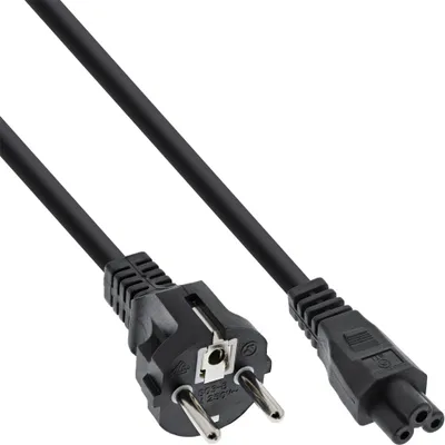 Produktbild von InLine Netzkabel für Notebook, 3pol Kupplung, schwarz, 0,5m, 0,5 m, CEE7/7, C5-Koppler
