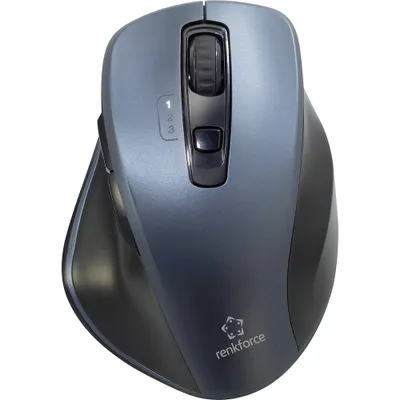 Productafbeelding van Renkforce ergonomische muis, Bluetooth®, draadloos, optisch, grijs, 7 knoppen, 1600 dpi, ergonomisch ontwerp