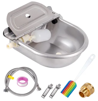 Obrázok produktu pre Automatická napájačka, nehrdzavejúca oceľ, 80 cm hadica, s vypúšťacím otvorom, pre dobytok