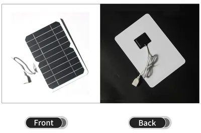 Obrázok produktu pre Malý solárny panel 5 W, 5 V s USB, monokryštalický kremíkový solárny článok, vodotesný, prenosný solárny panel na kempovanie pre powerbanky a mobilné telefóny