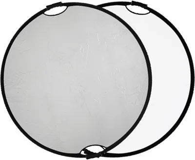 Obrázok produktu pre Skladací reflektor Quadralite strieborný a biely s rukoväťou 110 cm