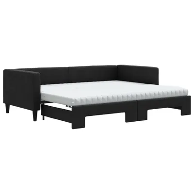 Produktbild von vidaXL Tagesbett Ausziehbar mit Matratzen Schwarz 90x200 cm Stoff