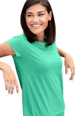 Produktbild von Lose sitzendes Damen-T-Shirt, 100% Baumwolle, unbedruckt, einfarbig, 150g/m2, Farbe Minze, Größe M
