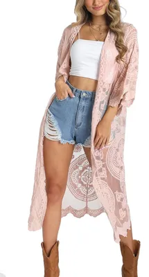 Produktbild von Solidchoice - Bohemianischer Spitzen-Cardigan, Strandkleid, Überwurf
