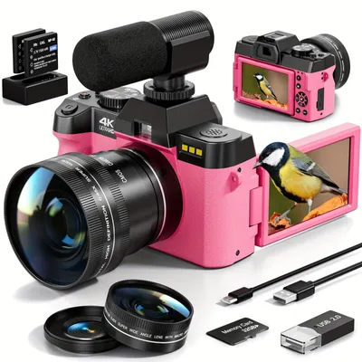 Immagine prodotto di Fotocamera digitale - Videocamera per vlog - Fotocamera compatta - Fotocamera Wi-Fi - Sensore da 48MP - Registrazione video 4K