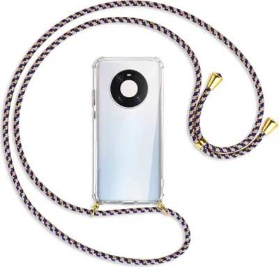 Produktbild von Handykette Backcover-Schutzhülle mit Band (Metall goldfarben) für Huawei Mate 40 Pro - blau+beige