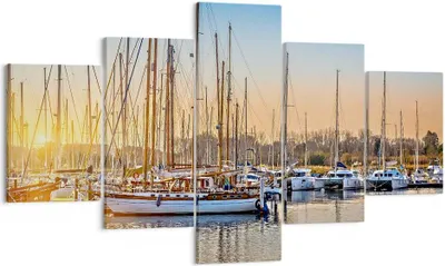 Produktbild von Bild auf Leinwand - Leinwandbild - Katamaran Yacht Anker Ankerplatz - 125x70cm - Wand Bild - Wanddeko - Leinwanddruck - Bilder - Kunstdruck - Leinwand bilder - Wandkunst - EA125x70-3162