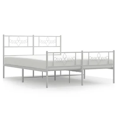 Image de vidaXL Cadre de lit avec tête et pied de lit en métal blanc 140x190 cm