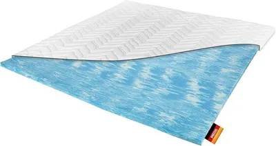 Image de Surmatelas en gel et mousse à mémoire de forme, dimensions 160x200 cm, pour matelas et sommiers à lattes - Fabriqué en Allemagne - Densité RG50 élevée - Housse lavable jusqu'à 60°C - Surmatelas (160 x 200 cm)