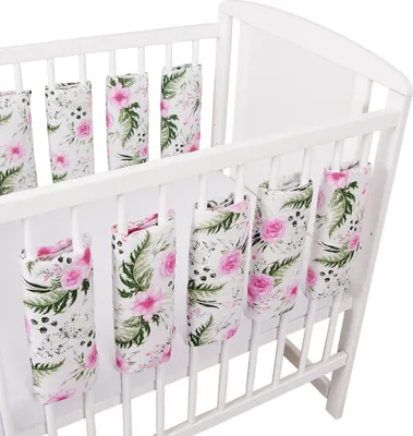 Immagine prodotto di Protezione universale per lettino con chiusura in velcro in 100% cotone 38x30cm 9 pezzi motivo fiori
