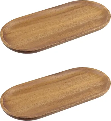 Produktbild von 2 Ovale Holztabletts, 30 x 14 x 2 cm, Servierplatte aus Holz