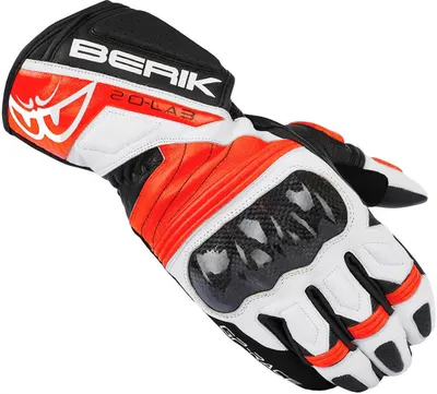 Zdjęcie produktu dla Rękawice motocyklowe Berik Zoldar, czarny/neonowy czerwony/biały, 3XL