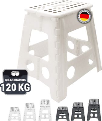 Klapphocker / Tritthocker, 29x22x39 cm, weiß-schwarz