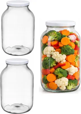 Produktbild von 2 x 3L Einmachglas mit Schraubdeckel großes Vorratsglas Gurkenglas Einweckglas zum Einmachen Fermentieren Konservieren